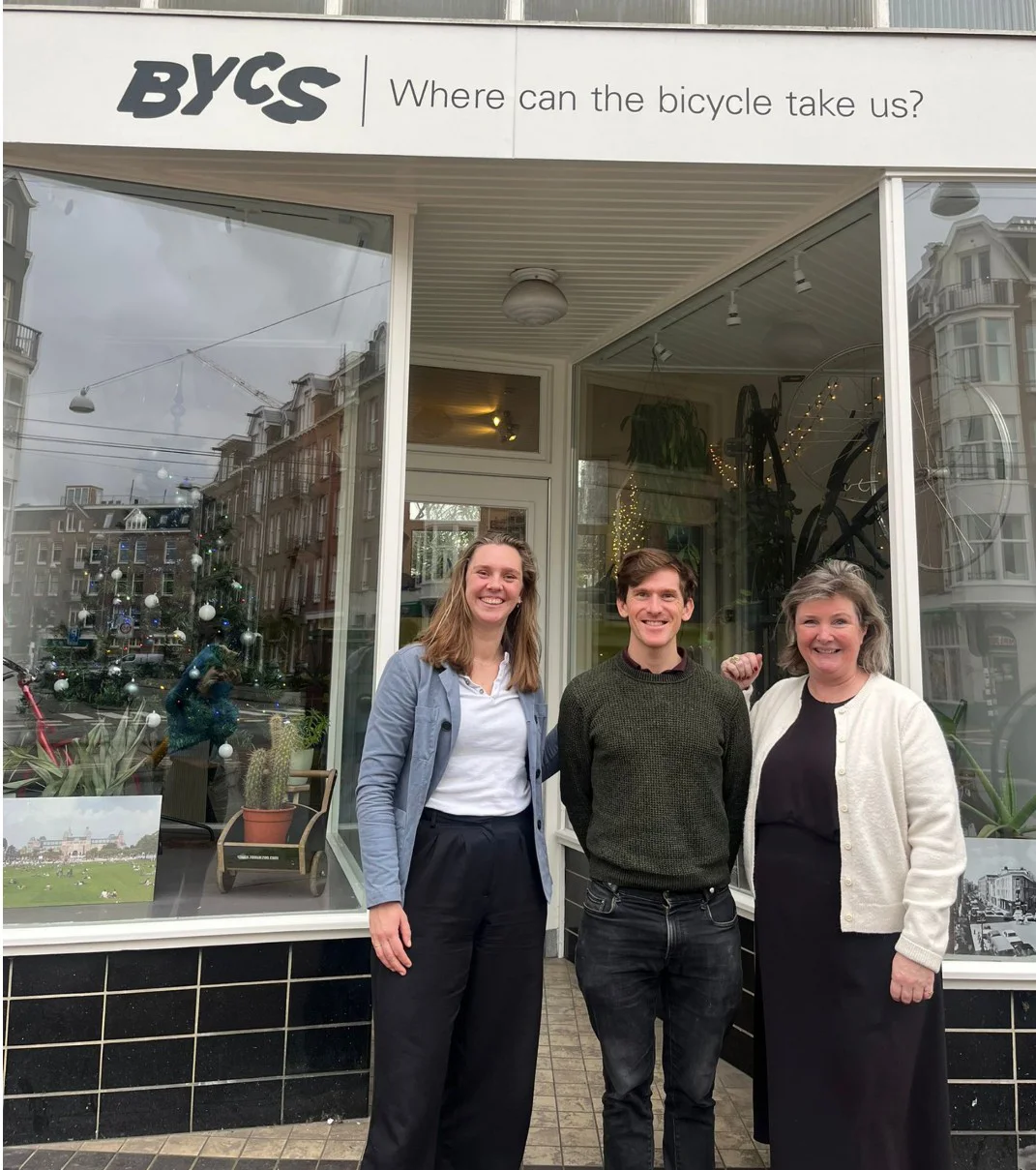 Pete Dyson, AAPS CDT Student outside BYCS, Amsterdam-led NGO supporting community-led urban change through cycling