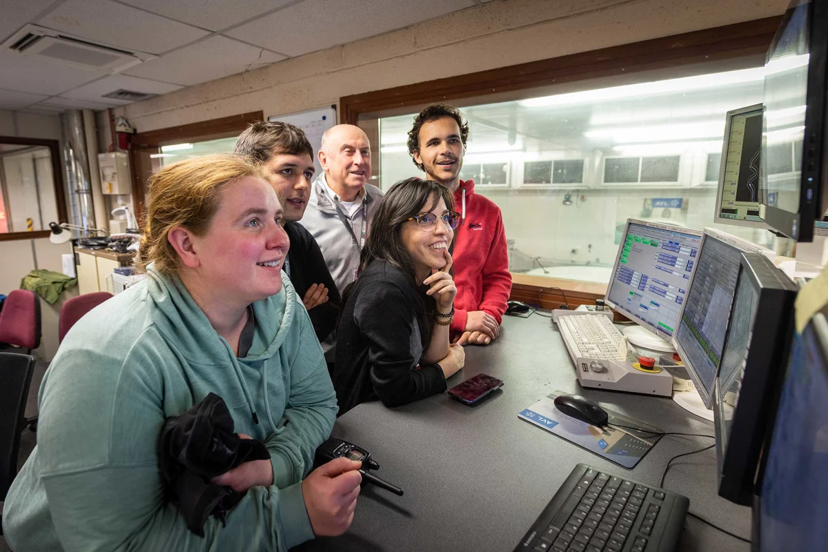 Group of students working in the IAAPS control room